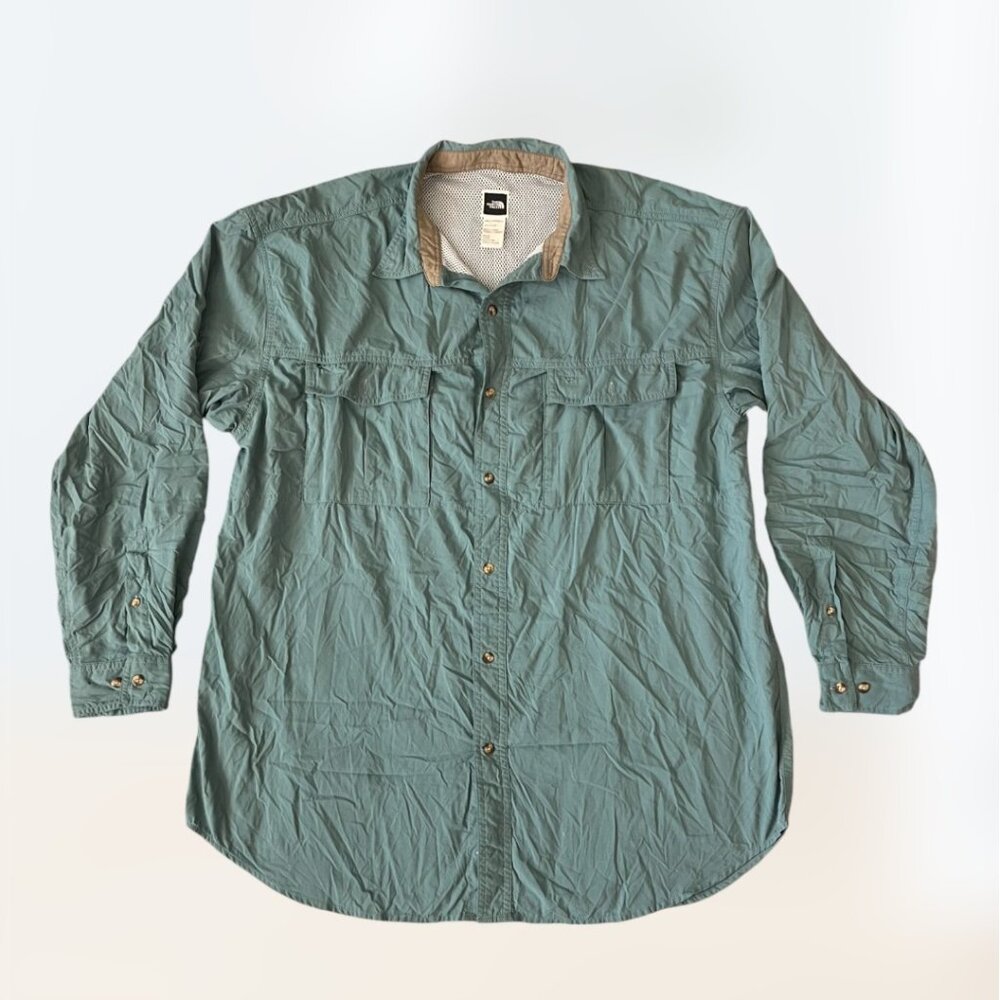 Rare The North Face Camp Shirt vtg 90s Hiking Long Sleeve nylon men's Size XL